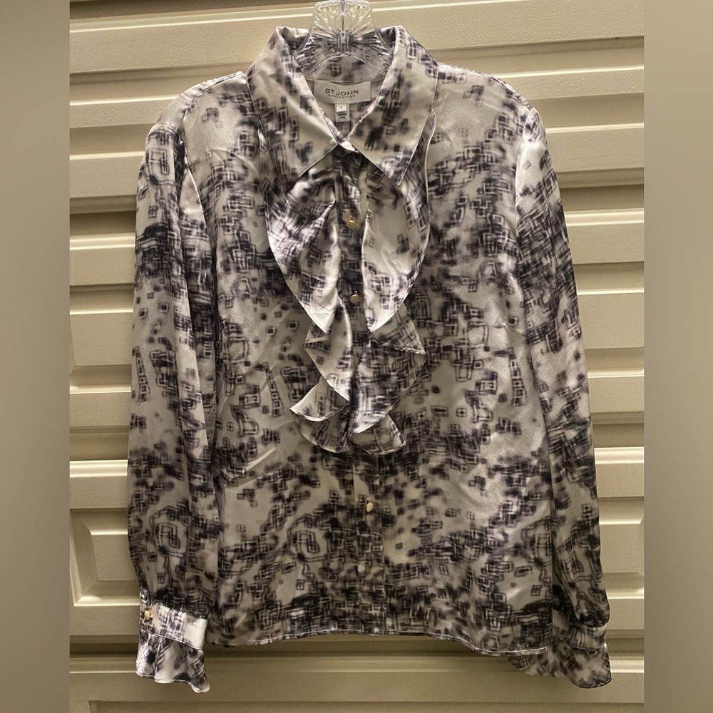 St. John Collection Black and White Blouse, Size 10